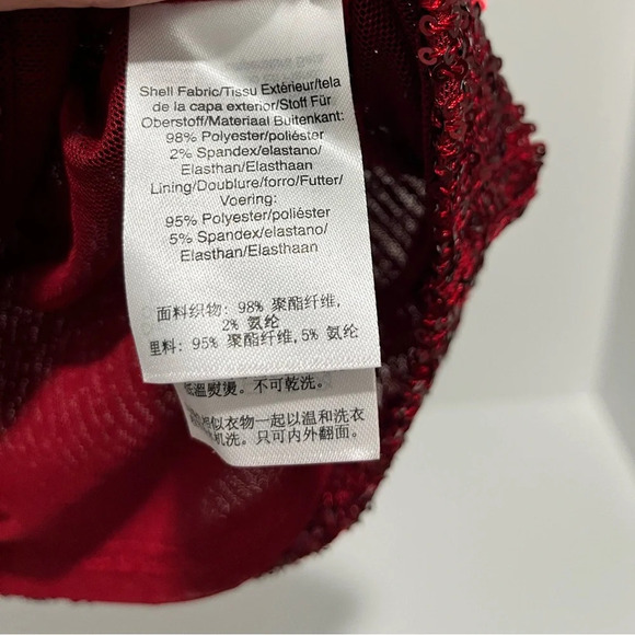 DKNY Sparkle Collection Red Short Sleeve lined Sequined Sparkly XS New with Tags - Picture 10 of 10